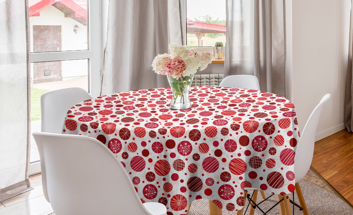 Abstract Round Tablecloth, Grids Lines Round Shapes and Circles