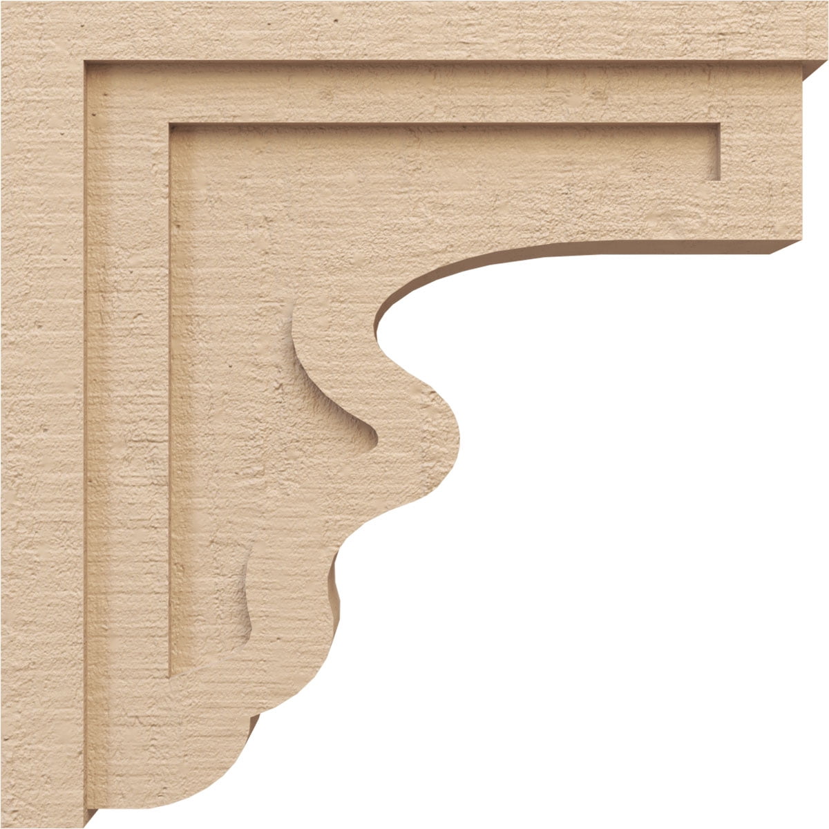 5"W x 20"D x 20"H Thin Highland Rough Cedar Woodgrain TimberThane Corbel, Primed Tan