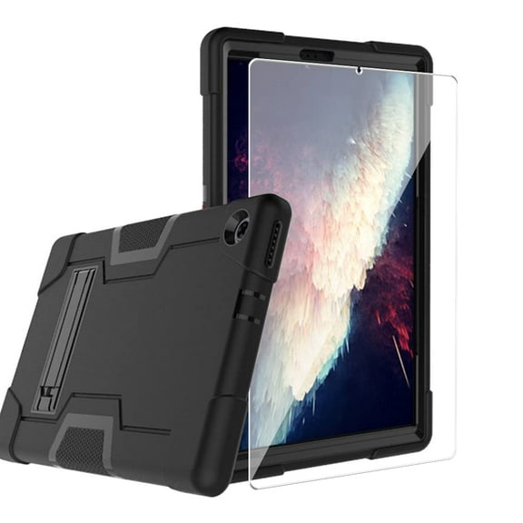 FIEWESEY for Lenovo Tab M10 Plus Case,Hybrid Full-Body Shockproof Rugged Protective Case with Stand for Lenovo Tab M10 Plus(TB-X606F/TB-X606X) 10.3 Inch Screen Protector (Black/Black, 1 Pack)