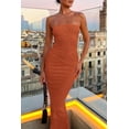 thumbnail image 3 of Vestido Maxi PRETTYGARDEN Sin Tirantes Acanalado Rojo Óxido XL, 3 of 6