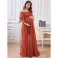 thumbnail image 4 of Maternity Photography Props Floral Lace Dress Exquisite Maternity Dress for Baby Shower Photos Orange & Red S, 4 of 7