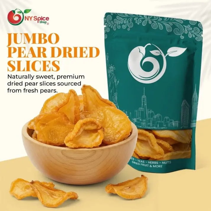 NY SPICE SHOP Dried Pears Californian Jumbo - 3 Pound - Jumbo Dried Pear Slices - Golden Pear Pieces - Soft & Tender Dried Pear Slices - Sweet Golden Pear Halves for Snacking, Baking, Trail Mix