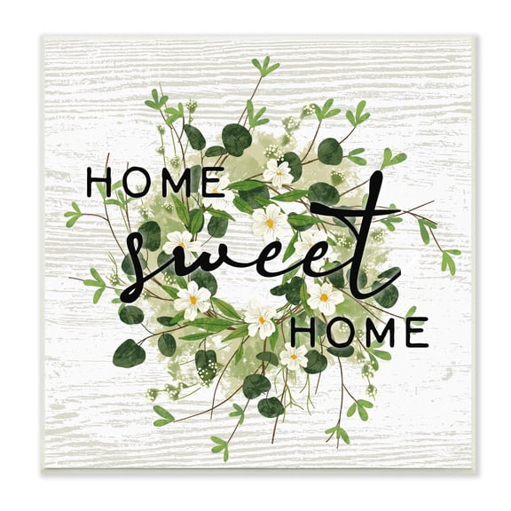 Stupell Industries Sweet Home Rustic Pattern Botanical Blossom Wreath Graphic Art Unframed Art Print Wall Art, Design by Ziwei Li