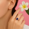 thumbnail image 3 of 7X5MM Lapis 925 Sterling Sterling Silver Rose Plated Solitaire Women Valentines Day Gifts Ring, 3 of 8