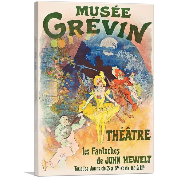 ARTCANVAS Musee Grevin - Theatre des Fantoches 1900 Canvas Art Print by Jules Cheret - Size: 26" x 18" (1.50" Deep)