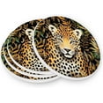 thumbnail image 3 of Coolnut Cartoon Leopard Coaster, Drinks Round Absorbent Stone Set with Ceramic Stone and Cork Base, Tabletop Protection Mats and Cups Place for 2PCS Home Decor, 3 of 6