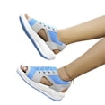 thumbnail image 2 of Womens Mesh Cutout Wedge Sandals Lace Up Shock Absorbing Thick Sole Non Slip Summer Walking Sport Sandals 43, 2 of 7