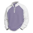 thumbnail image 7 of Havenx 1/4 Zip Pullover for Men Waffle Long Sleeve Polo Shirt Stand Collar Textured Polo Sweaters Colorblock Patchwork Casual Lightweight Loose Fit Comfy Stylish Sweatshirts,Purple L, 7 of 7