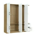 thumbnail image 4 of Kadyn 3 Door Armoire Wardrobe Closet, 67" Large Wardrobe Armoire with 2 Drawers & Shelves, Modern Wooden Armoire Storage with Hanging Rod for Bedroom, White, 4 of 13