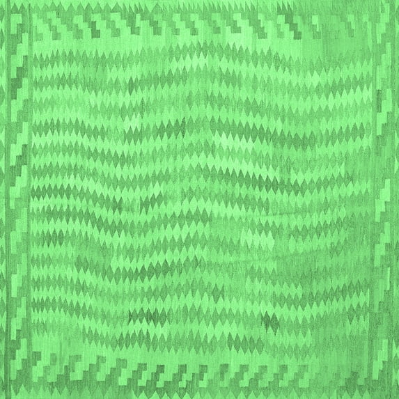Ahgly Company Indoor Square Southwestern Emerald Green Country Area Rugs, 6' Square