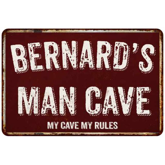 BERNARD'S Man Cave Red Grunge Gift Sign 12 x 18 Matt Finish Metal Sign 112180003372