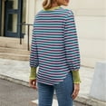 thumbnail image 4 of Bpmpbo Women's Long Sleeve Shirts 2025 New V-neck Button Color Striped T Shirts Pullover Casual Tops Comfortable Breathable Athletic Clothes Irregular Hem Clearance, 4 of 8