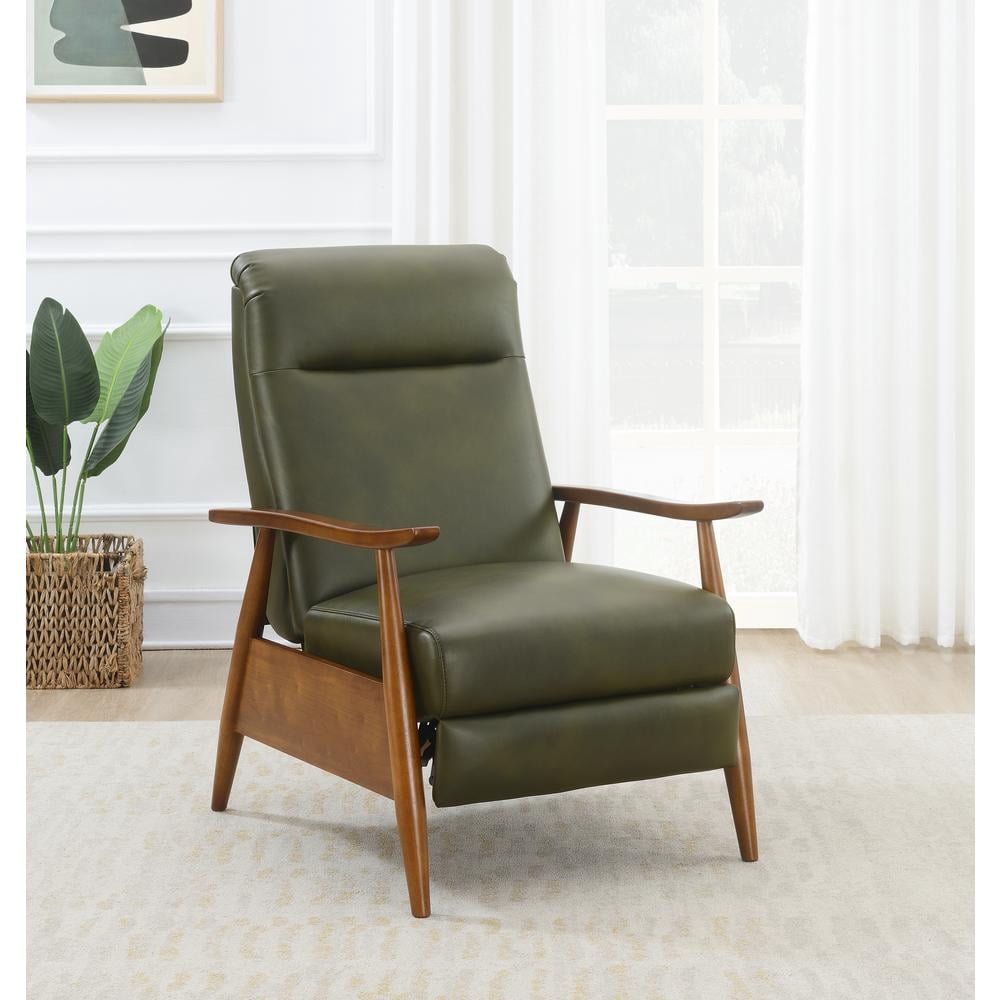 Comfort Pointe Solaris Fern Green Faux Leather Wood Arm Push Back Recliner