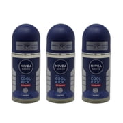 Nivea Men Cool Kick Roll-On Deodorant, Cooling Sensation for Active Men, Refreshing Scent for Everyday Underarm Freshness, 50ml - Pack of 3