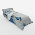 thumbnail image 3 of Ambesonne Floral Bedding Set 4 Pcs, Exotic Nature Flowers Pond, Queen, Blue and White, 3 of 3