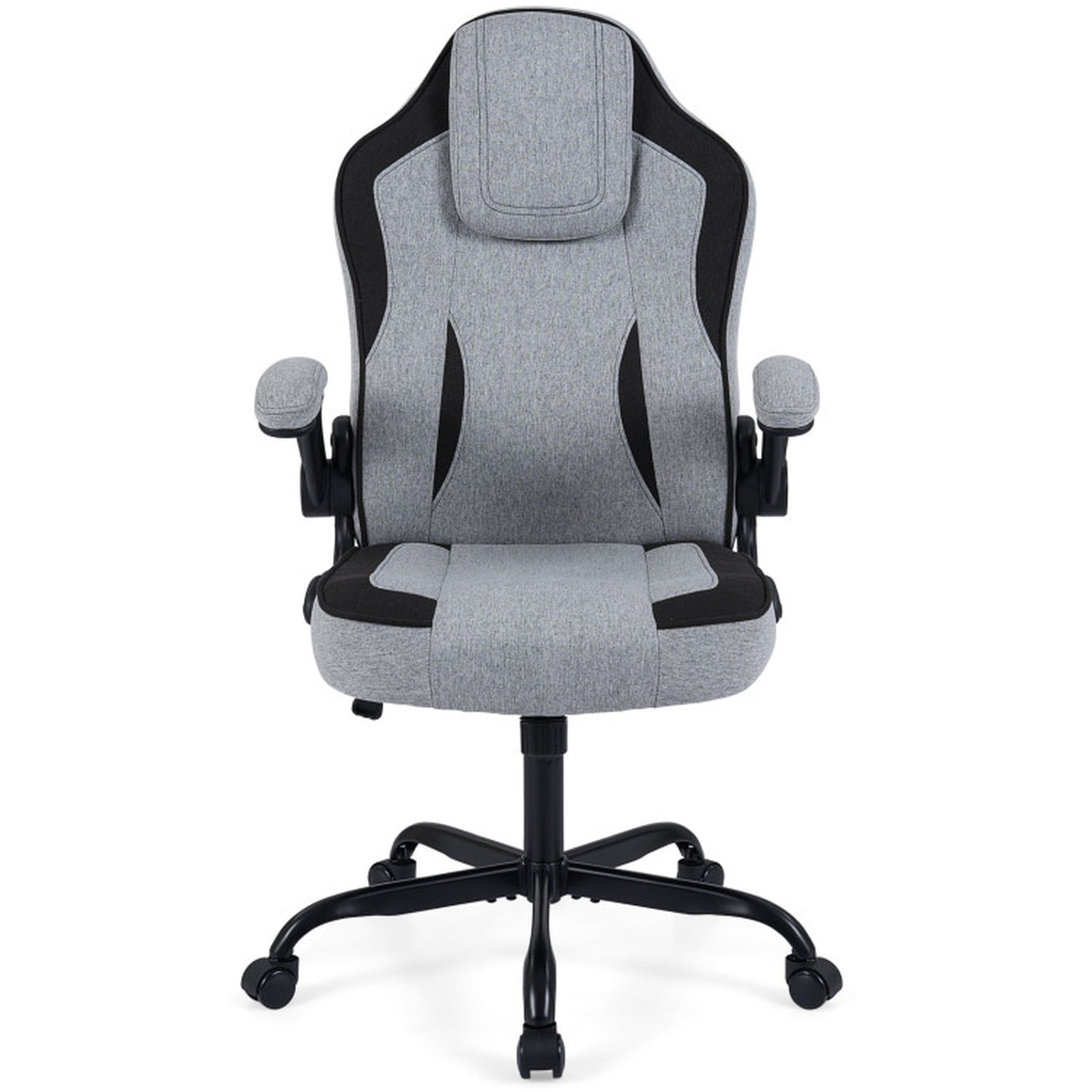 Furnibear Ergonomic Office Chair High Back Executive Desk Chair with Flip-up Armrests, Headrest, Lumbar Support, Computer Chair for Home Office, Gray
