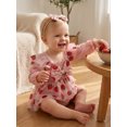 thumbnail image 4 of Cjfdfy Newborn Baby Girl Fall Outfits Long Sleeve Strawberry Print Romper with Headband Set Cute Strawberry  Print Outfit, Ruffle Bow Design, Mesh Tulle Dresses, Fall Winter Outfit for 0-18M, 4 of 9