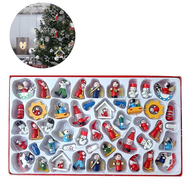 24 Piezas De Adornos Navideños De Madera Decoraciones Hechas A Mano Para Árboles De Navidad