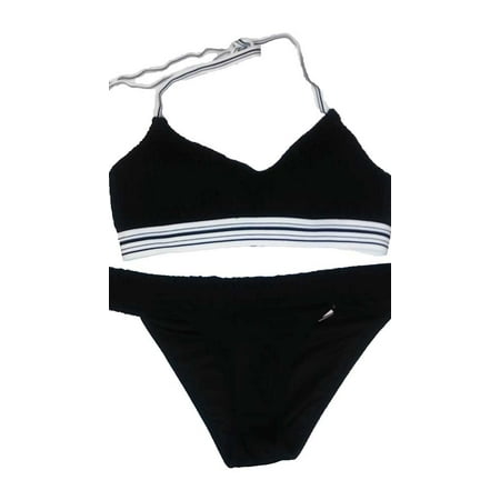 Victoria's Secret 2PC Swimsuit Bikini Set Shirred Black White Stripes