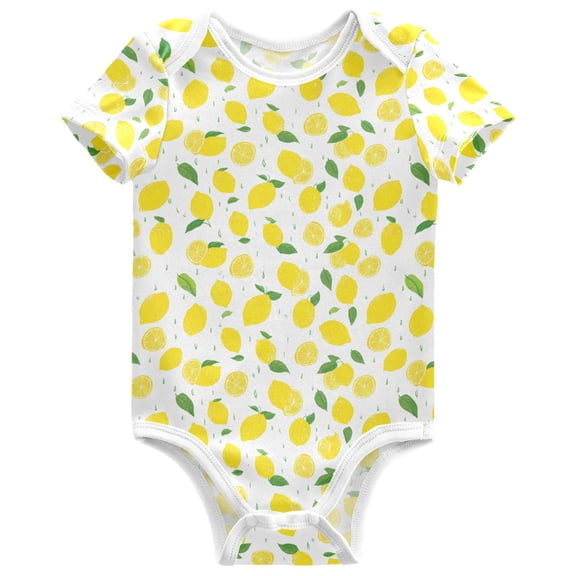 joogoo Lemon Drops Pattern Baby Bodysuits Short Sleeve Cotton Onesies Clothes 6Months