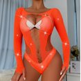 thumbnail image 3 of Body de malla de manga larga con purpurina y diamantes de imitación para mujer, 3 of 5