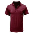 thumbnail image 4 of FhsagQ Men's Shirts Mens Shirts Trunks with Fly Comfortsoft Male Summer and Spring Solid Color Lapel Short Sleeve Button Neck Striped Oversized Shirt Top Men's Shirts Tops 5Xl Super Fit Wine XXXL, 4 of 5