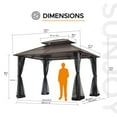 thumbnail image 5 of Sunjoy Hardtop Gazebo 10 x 12 ft. Outdoor Gazebo, Heavy Duty Steel Frame Gazebo, Double Tiered Metal Gazebo with Ceiling Hook and Mesh Netting, Brown, 5 of 20