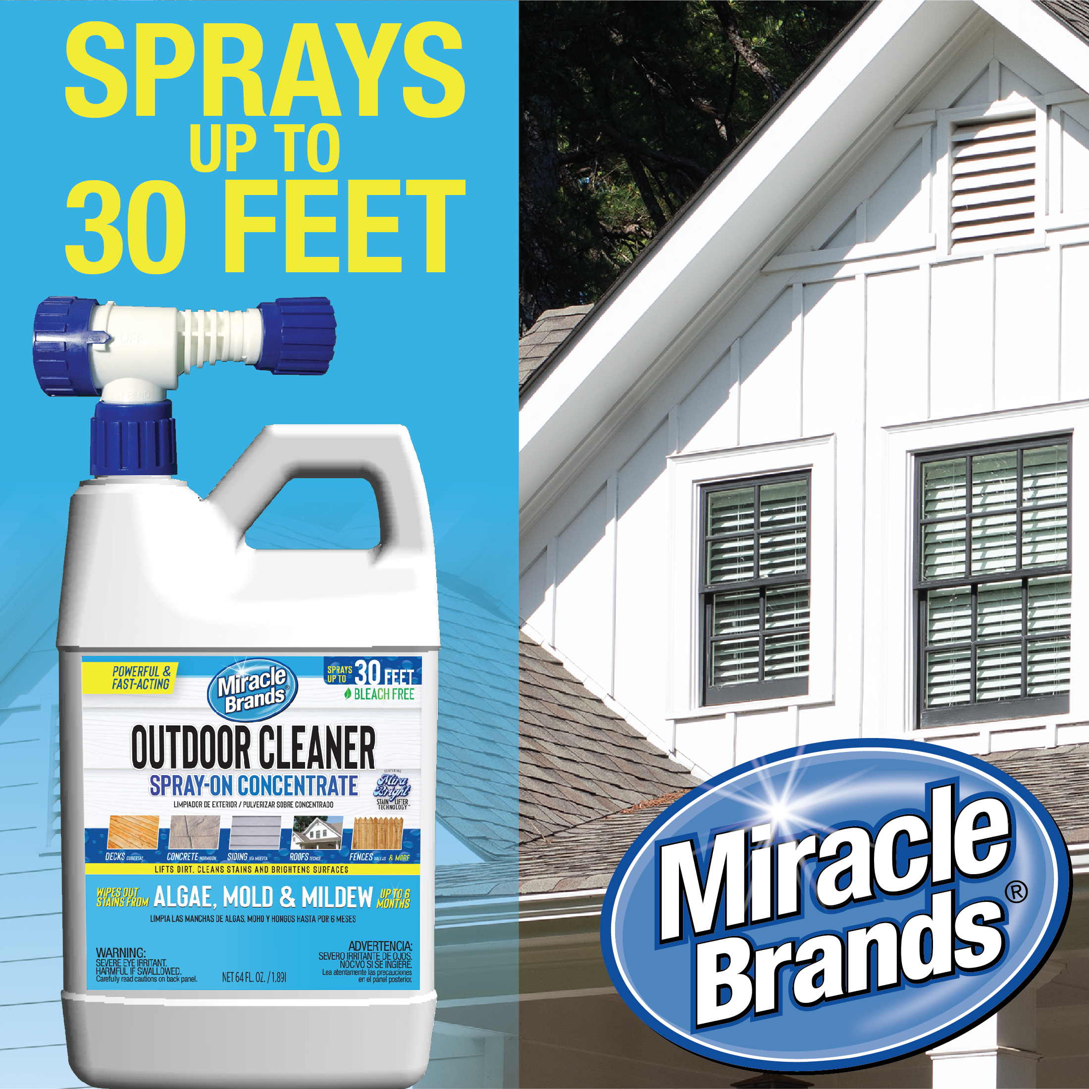 Miracle Brands Outdoor Cleaner Spray On Concentrate for Algae, Mold and Mildew, 64 oz - image 4 of 10