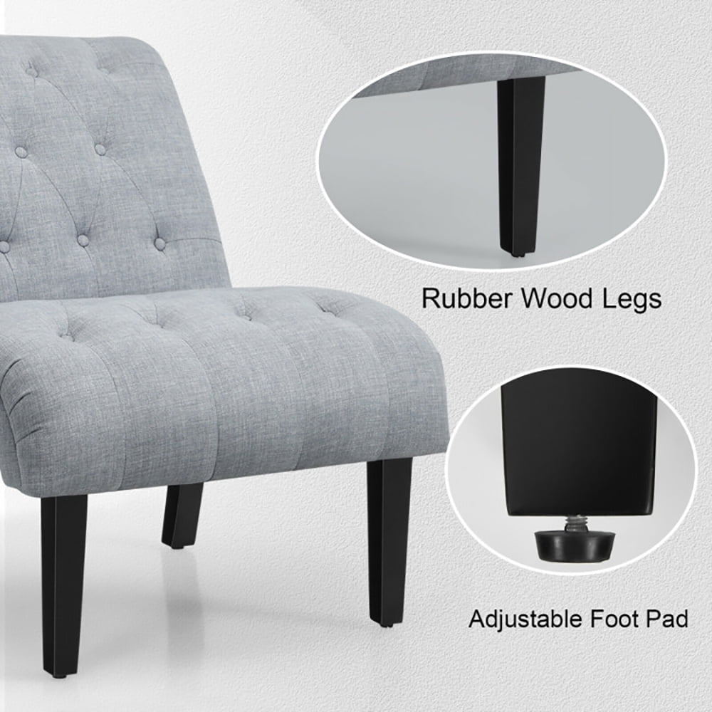 Finihen Armless Accent Chair, Cotton Linen Fabric Armless Accent Chair with Adjustable Foot Pads, for Living Room, Bedroom, Light Gray Finihen Armless Accent Chair, Cotton Linen Fabric Armless Accent Chair with Adjustable Foot Pads, for Living Room, Bedroom, Light Gray