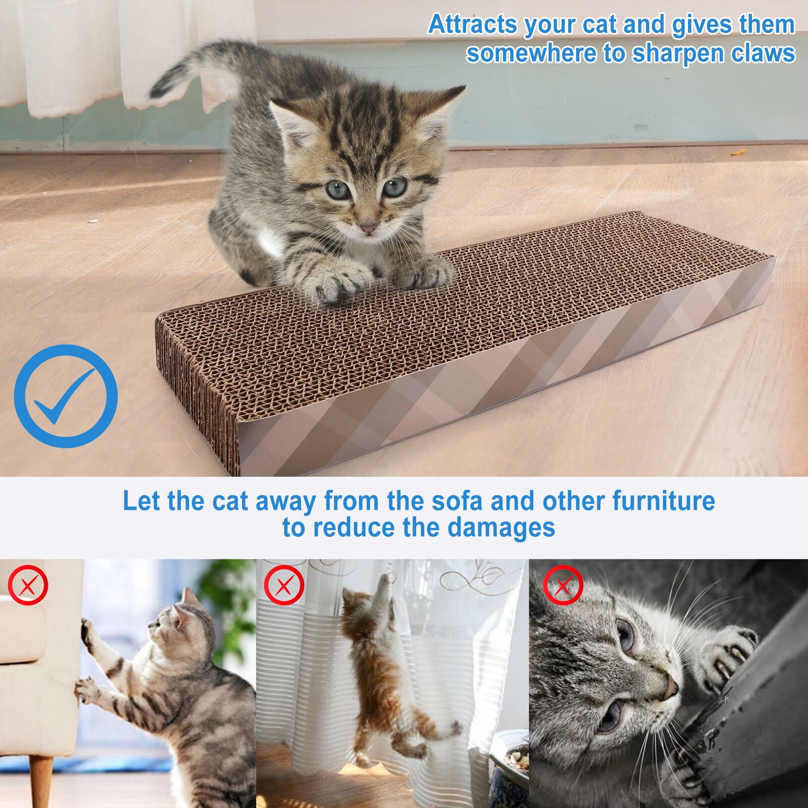 NEX Set of 2 Cat Scratcher Cardboard, Wide, Reversible