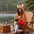 thumbnail image 2 of Halloween Wearable Blanket Cute Flannel Hoodie Shawl | Cartoon Animal Cozy Sofa Nap Wrap for Women 150x130cm Soft Oversized Loungewear Blanket with Hood Snap Button Closure(lxf), 2 of 6