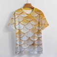 thumbnail image 3 of Mermaid Fish Scales Womens Tops Women's Fashion Casual Short Sleeve Flower Print Round Neck Pullover Top Blouse, 3 of 6