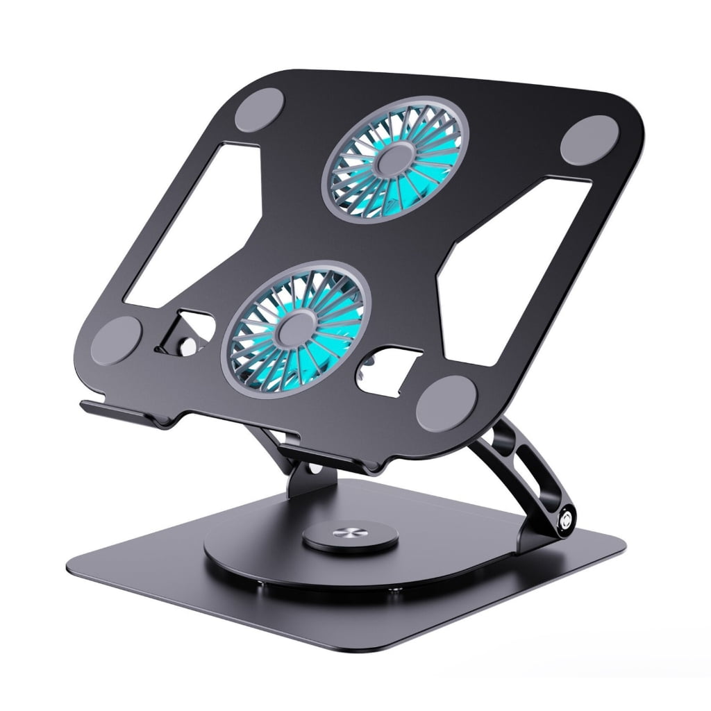 Zeiwohndc 2 Fan Adjustable Laptop Stand for 15.9inch Devices with 360 Degree Rotation
