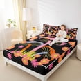 thumbnail image 4 of Homewish Country Fungus Mushroom Full Size Sheets,Colorful Cartoon Flower Bed Sheets,Orange Black Sheet Sets For Children,Breathable Home Decor,4pcs, 4 of 7