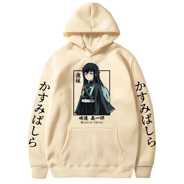 Sudadera con capucha de Demon Slayer para mujer, suéter con estampado de Anime japonés, Harajuku, Muichiro, Tokito, talla grande, novedad
