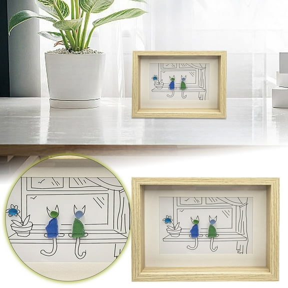 Sea Glass Angel Decorative Painting Home Decoration Ornaments Multifunctional Wood Color