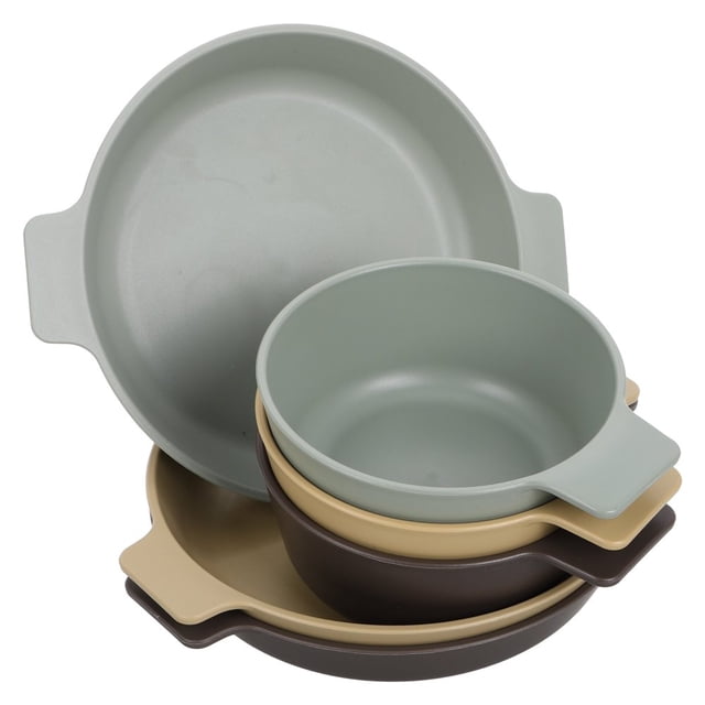 HLONK 1 Set Plastic Dinnerware Sets Unbreakable Plates And Bowls Dinnerware Reusable Tableware Set For Outdoor Camping Picnics Kitchen