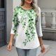 thumbnail image 5 of TaTaai Daily Wear T-Shirt Soft Skin-Friendly Women's Fashion Printed Button Round Neck 3/4 Sleeve Loose Casual All Season Fashion Top Gift, 5 of 7