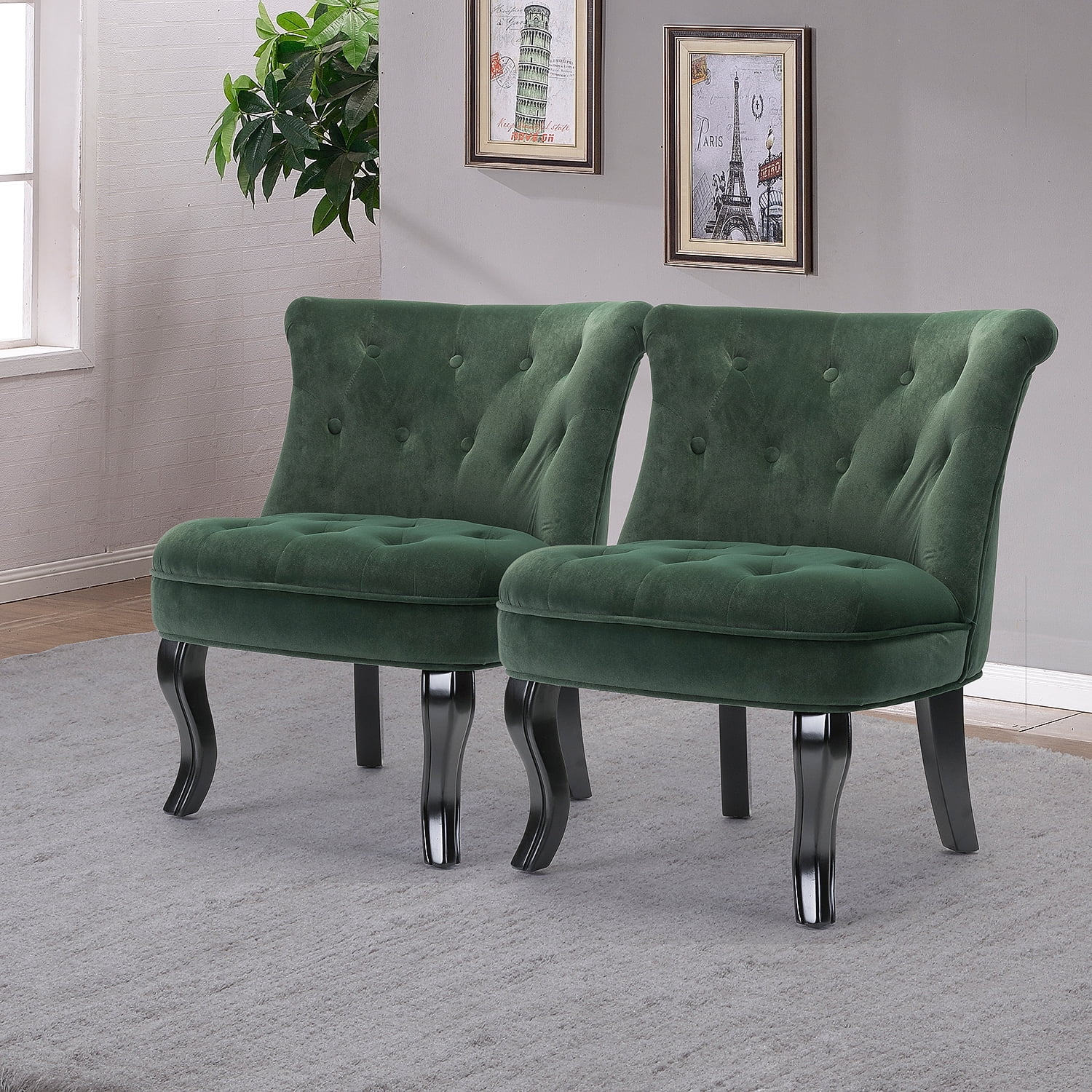 Green Magshion SpaceSaving Dining Living Room Table Side Guest Chairs Fabric Upholstered