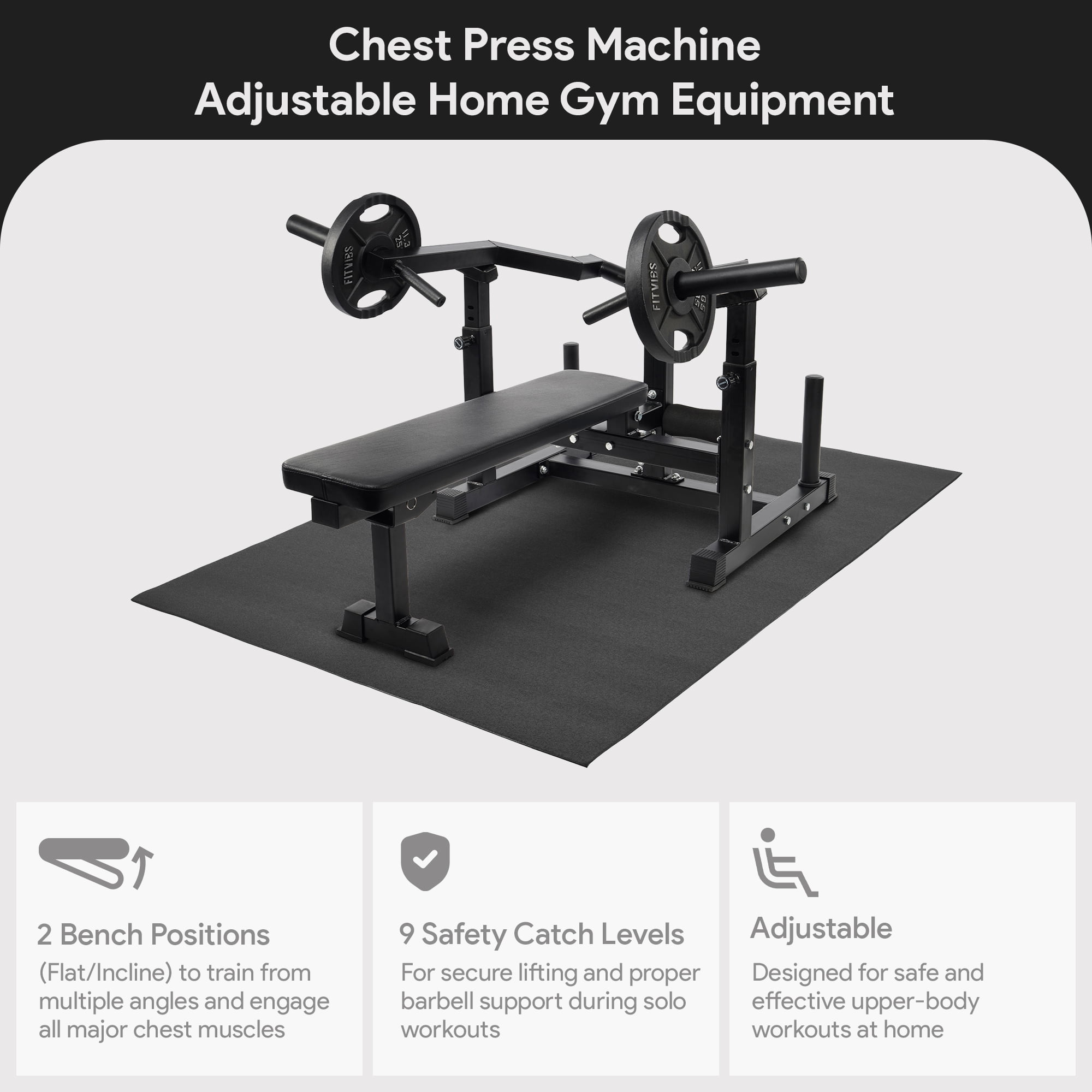 BalanceFrom Fitness Chest Press Machine, Adjustable Home Gym Equipment, Black