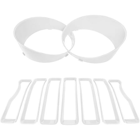 White front grille mesh insert and headlight decorative cover suitable for Jeep Wrangler JLU-