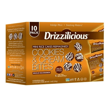 Drizzilicious Mini Rice Cakes YPF5 Cookies & Cream - Rice Crisps, for Adults and Kids, Flavored Rice Cakes, Vegan, Gluten Free, Allergen Free, Only 90 Calories Per Bag - 0.74 oz (Pack of 10)