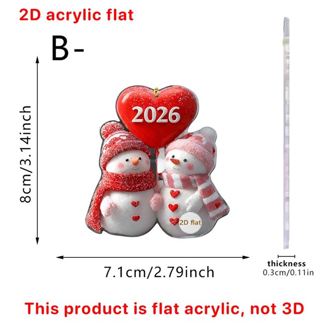 Christmas Snowman 2D Acrylic Car Rearview Mirror Hanging Ornament Decoration – Festive Holiday Vehicle Accessory