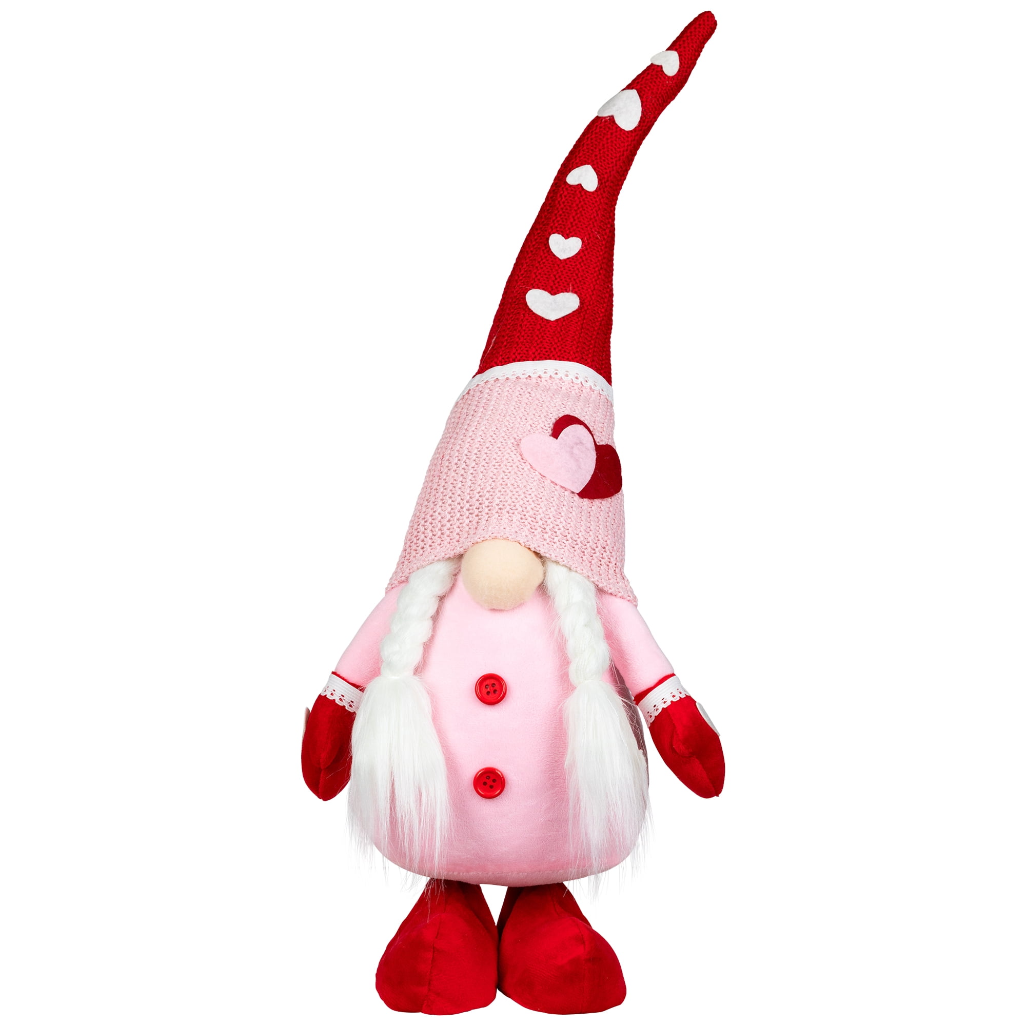 Valentine's Day Gnomes with Knitted Hats - 23" - Pink and Red - Set of 2
