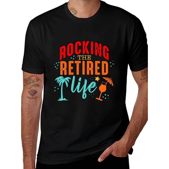 Potopok Rocking The Retired Life 2026 Summer Beach Trip Senior Party T-Shirt,Black - S