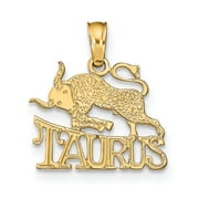 Carat in Karats 14K Yellow Gold Taurus Zodiac Pendant Charm (15.5mm x 13.78mm)