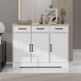 thumbnail image 2 of Farmhouse Kitchen Sideboard Buffet Cabinet, 3-Doors 3-Drawers Farmhouse Storage Cabinet with Adjustable Shelves, White, 2 of 7