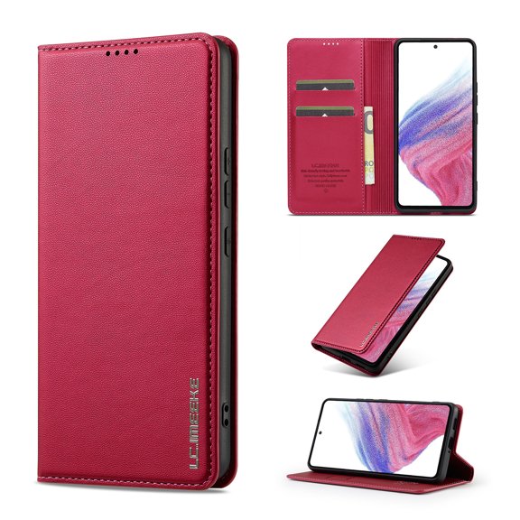 Wallet Case for Google Pixel 9a, Classic Shockproof PU Leather Magnetic Flip Cover with Card Holder Stand Feature and Full Body Protection Phone Case Cover for Google Pixel 9a, Red