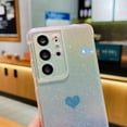 thumbnail image 6 of for Samsung Galaxy S21 Ultra Case Holographic Iridescent, Gradient Bling Glitter Clear Case with Camera Lens Cover Soft Shockproof Cute Heart S21 Ultra Women Phone Case 6.8" (Blue Heart), 6 of 9