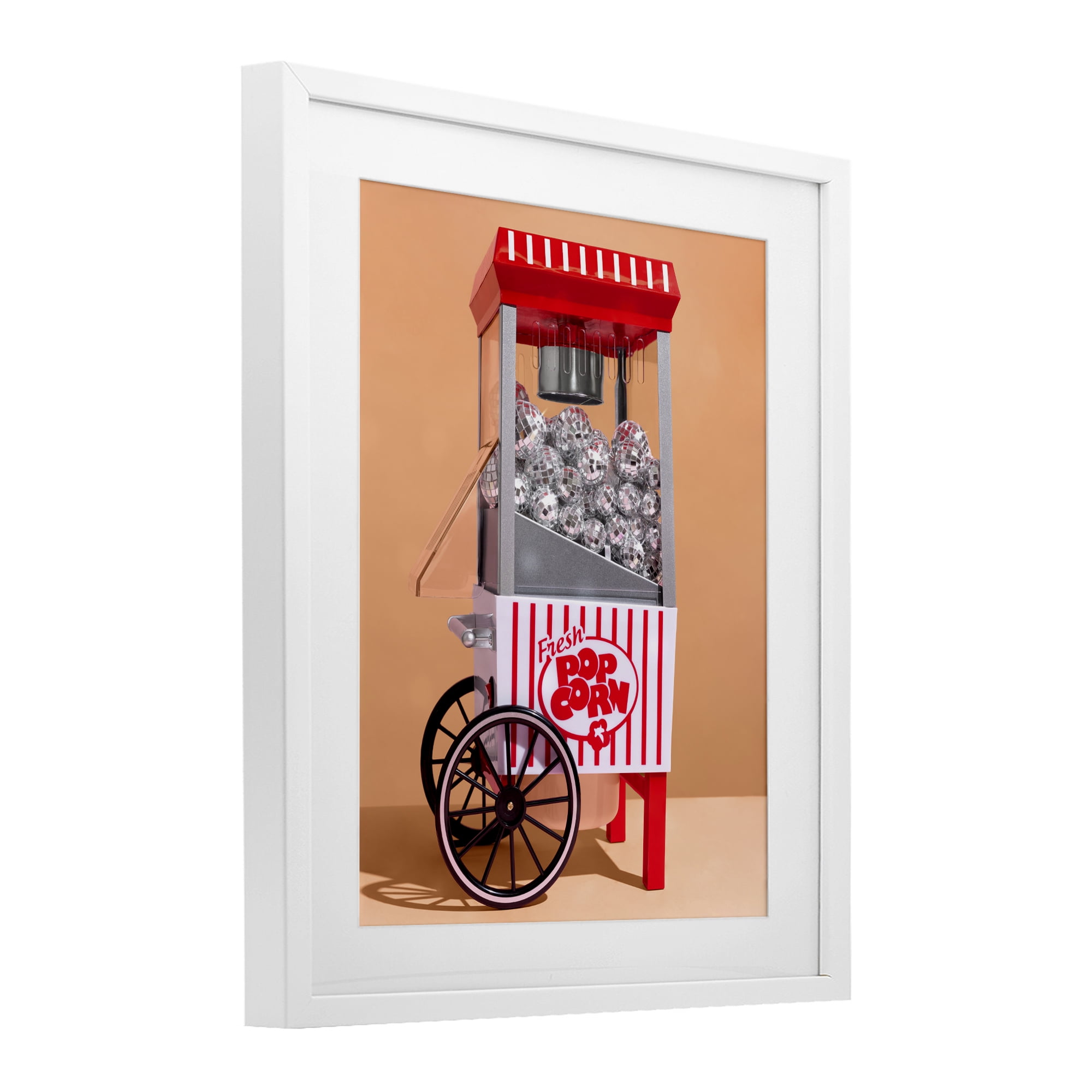 Stupell Industries Retro Disco Popcorn Machine White Framed Print Under Glass, design by LISH Creative
